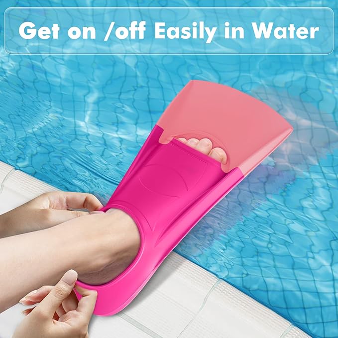 Gintenco Swim Fins, Kids Swim Training Fins for Lap Swimming, Travel Size Flippers with Mesh Bag, Silicone Swimming Fins for Kids Teens Adults Women Men-StrideForce Fitness