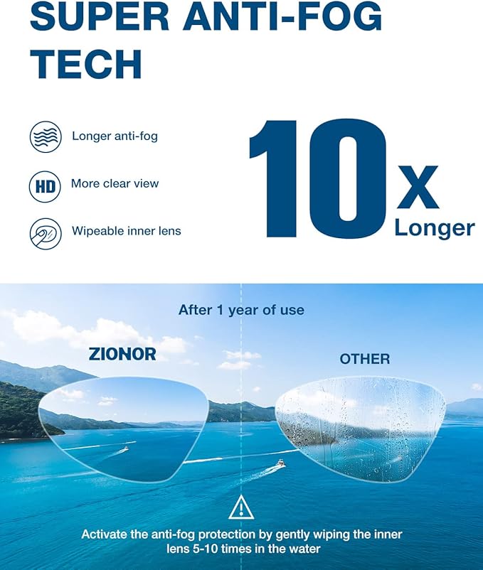 ZIONOR Swim Goggles, G1 MAX Polarized Anti-Fog Swimming Goggles for Men Women-StrideForce Fitness