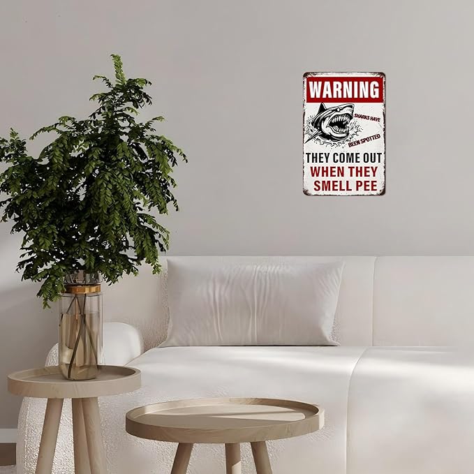 Funny Warning Sharks Have Been Spotted in This Pool They Come Out When They Smell Pee Tin Sign for Swimming Pool Beach Water Park Decor Outdoor 12 * 8inch-StrideForce Fitness