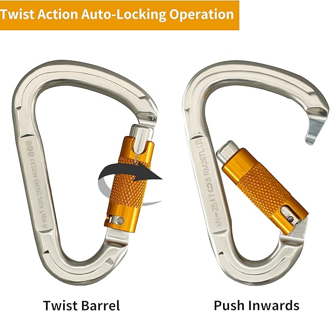 SOB Auto Locking Climbing Carabiner Clips,Heavy Duty Asymmetrical Carabiner Connector Used for Rappelling Gear Rescue Outdoor Projects Dog Leash-StrideForce Fitness