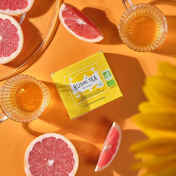 Kusmi Tea - Pack of 2 Boxes of Tea Bags - BB Detox - Iconic Detox Tea - 100% Organic - Blend of Green Tea, Mate & Grapefruit - Organic Flavored Yerba Mate - 2x20 Tea Bags-StrideForce Fitness