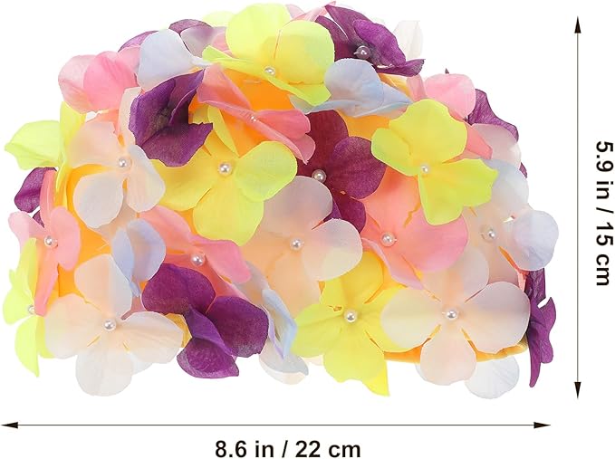 FAVOMOTO Colorful Large Size 3D Floral Petal Swim Cap for Women - Floral Caps Unique Design for Ear Hair Protection in Water Activities Ideal for Swimming Beach-StrideForce Fitness