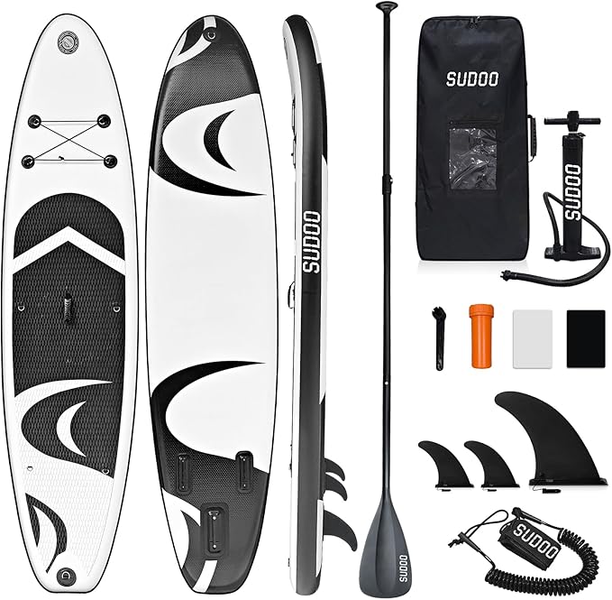 Inflatable Stand Up Paddle Board 10‘x30‘‘- Ultra-Light SUP with Backpack, Pump, Paddle, Coil Leash, 3 Fins, Repair Kit, Stable Design, Non-Slip EVA Deck for Adults & Youth-StrideForce Fitness