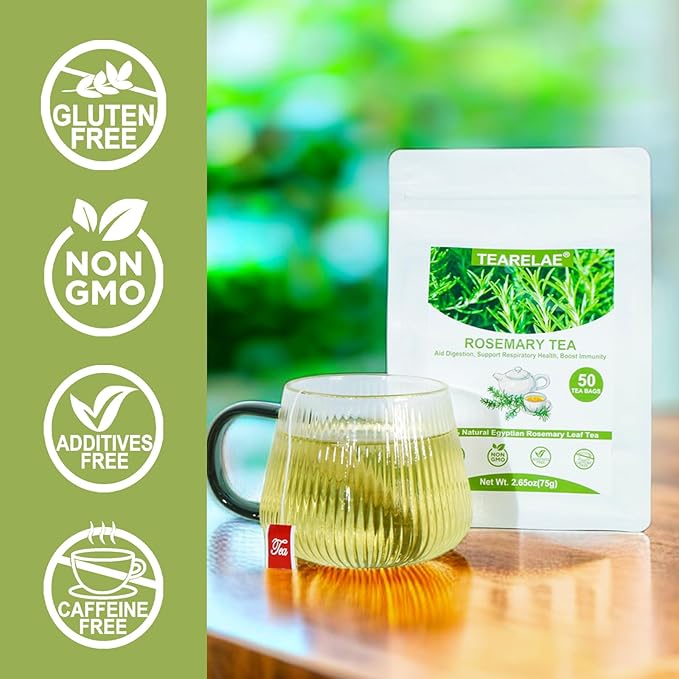 TEARELAE - Rosemary Tea - 1.5g x 50 Count - 100% Pure Rosemary Leaves Tea Bag - Country of Origin Egypt - Aid Digestion & Support Respiratory Health-StrideForce Fitness
