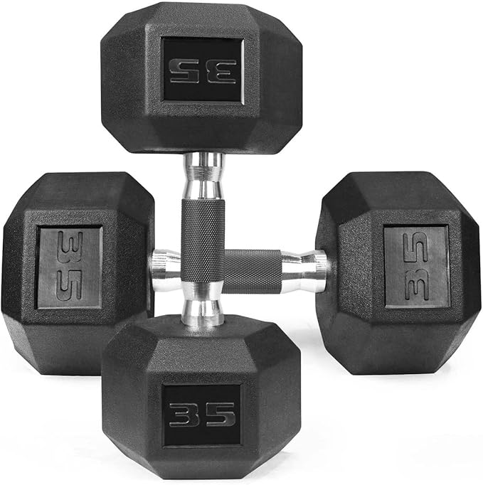 WF Athletic Supply Rubber Encased Hex Dumbbells with Rubber Grip Contoured Handle for Muscle Toning, Strength Building & Full Body Workout-StrideForce Fitness
