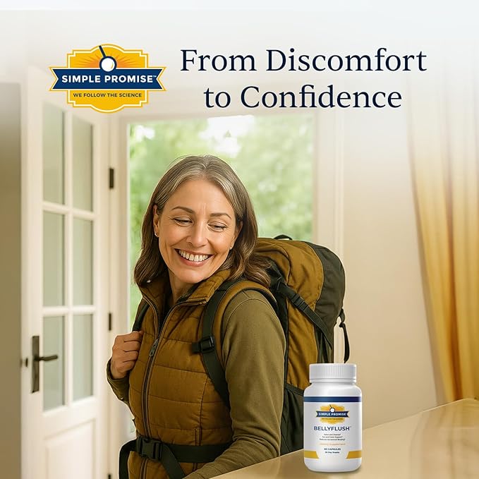 Simple Promise BellyFlush - Gentle Colon & Gut Cleanse Supplement for Comfort with Milk Thistle & Bentonite Clay - Supports Debloat, Digestive Cleanse & Flushing - 60 Capsules-StrideForce Fitness