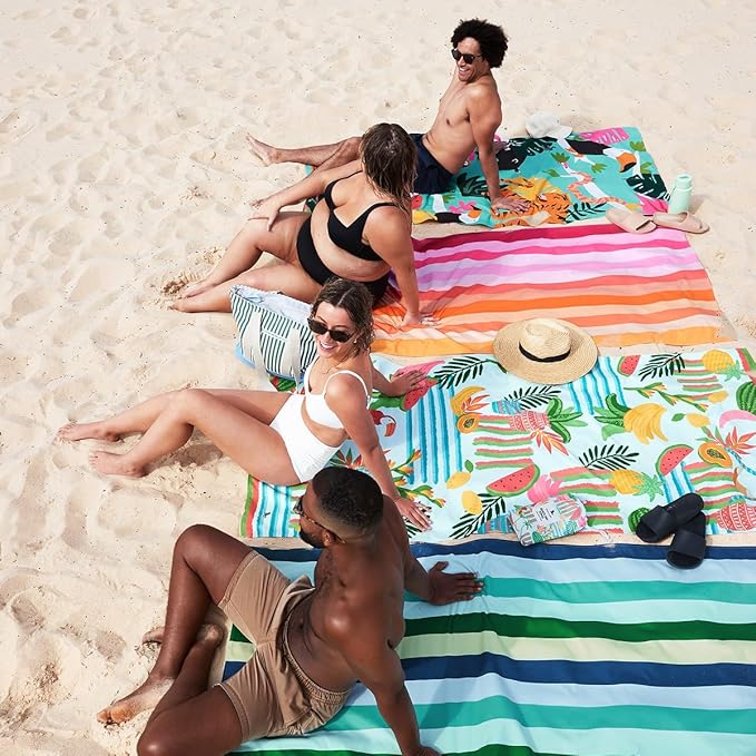 Dock & Bay Beach Towel - Quick Dry, Sand Free - Compact, Lightweight - 100% Recycled - Includes Bag - Havana Cabana - Set of 4 - Large (160x90cm, 63x35)-StrideForce Fitness