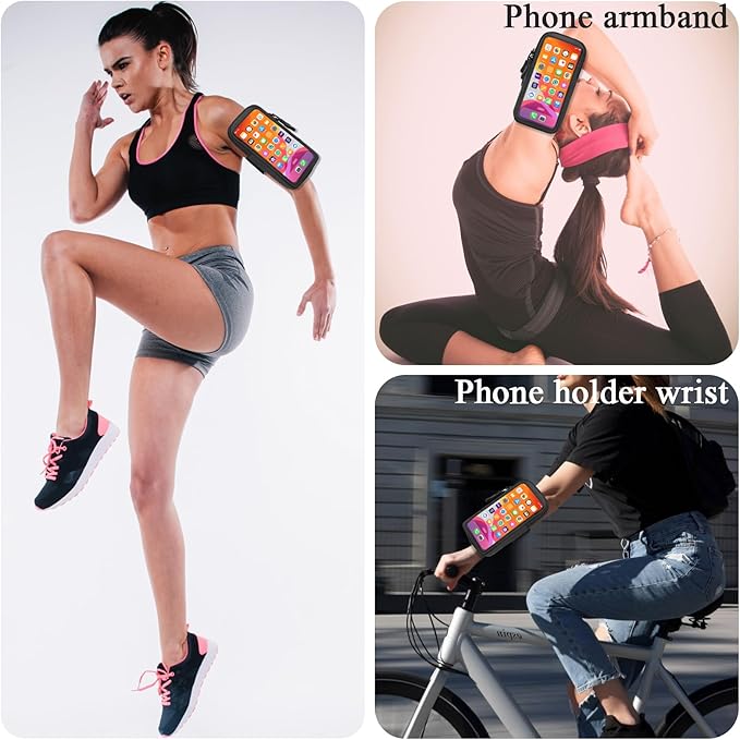 Phone Holder for Running, Walking, and Workout - Adjustable Arm Band Armband for iPhone and Cell Phones - Clear Crossbody Phone Pouch Purse with Strap for Women Men-StrideForce Fitness