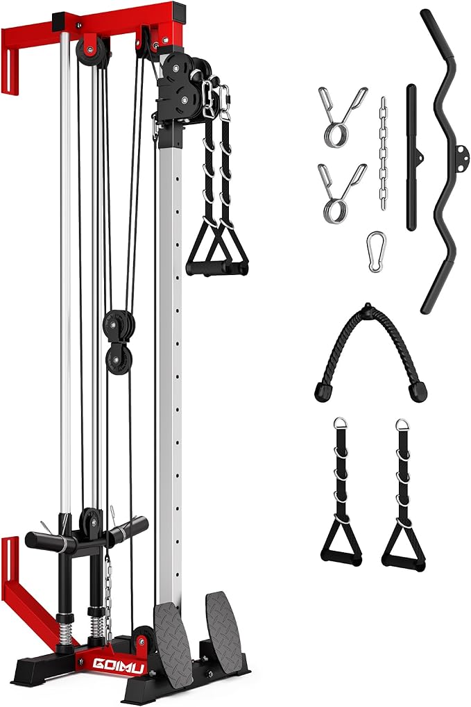 Wall Mount Cable Station, WM1 Cable Crossover Machine with 17 Positions, High and Low Cable Crossover Machine with Removable Footplate for Garage Home Gym-StrideForce Fitness