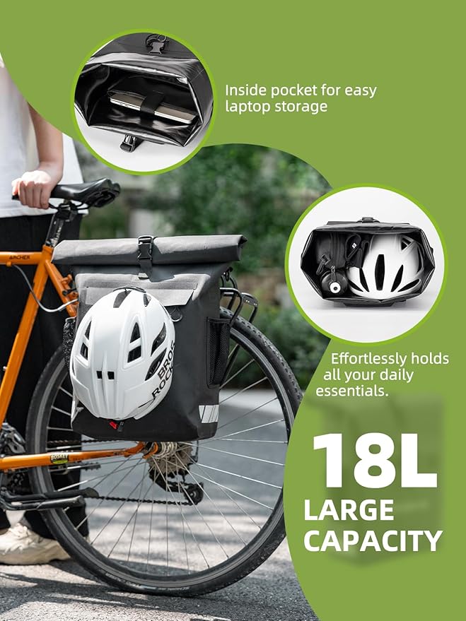 ROCKBROS Bike Pannier Bag Back Shelf Bag Bicycle Hanging Bag Waterproof Backpack Hand-held Backpack Rainproof Riding Equipment Mountain Road Bicycle-StrideForce Fitness