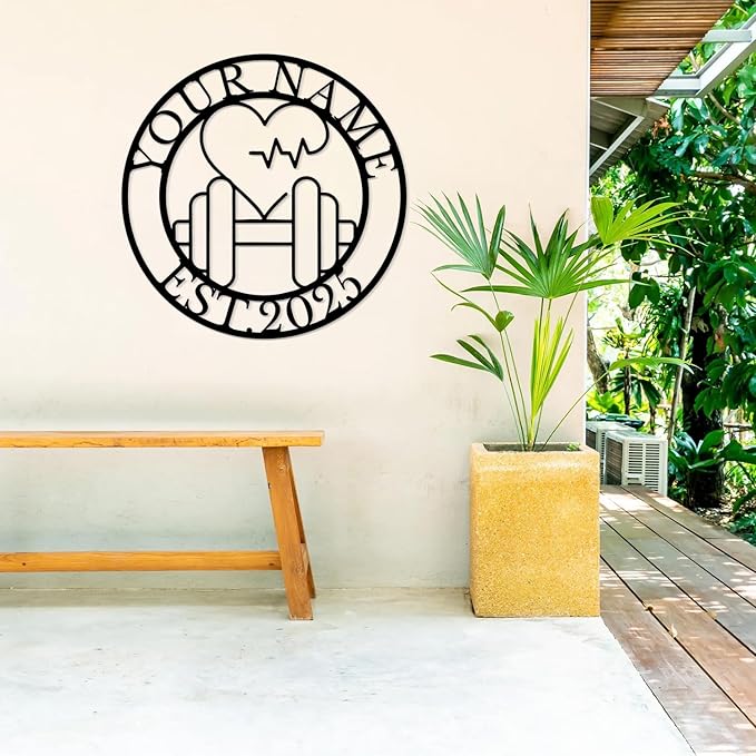 Customized Metal Gym Name Sign, Personalized Sports Room Wall Art,Metal Gym Sign,Unique Fitness Wall Sign, Gym Lovers Unique Gift, Gym Wall Art,Training Center Sign (Style-11)-StrideForce Fitness