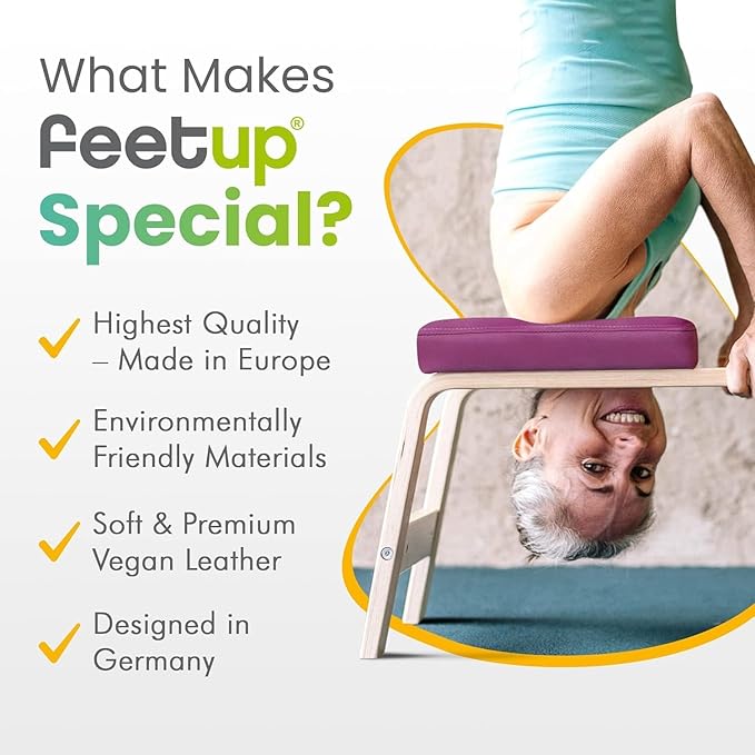 FeetUp - The Original Yoga Headstand Bench, Vegan Handstand Trainer Bench and Stand, Strength Training Inversion Equipment for Relaxation and Strength, Includes App & Starter Kit, #1 Worldwide-StrideForce Fitness
