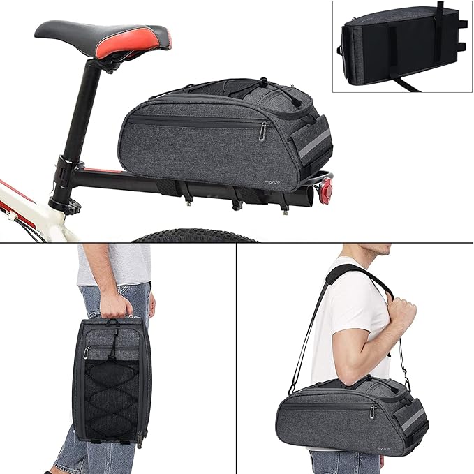 MOSISO Bike Rack Bag, Waterproof Bicycle Trunk Pannier Rear Seat Pouch Cycling Bike Carrier Backseat Storage Luggage Saddle Shoulder Bag-StrideForce Fitness