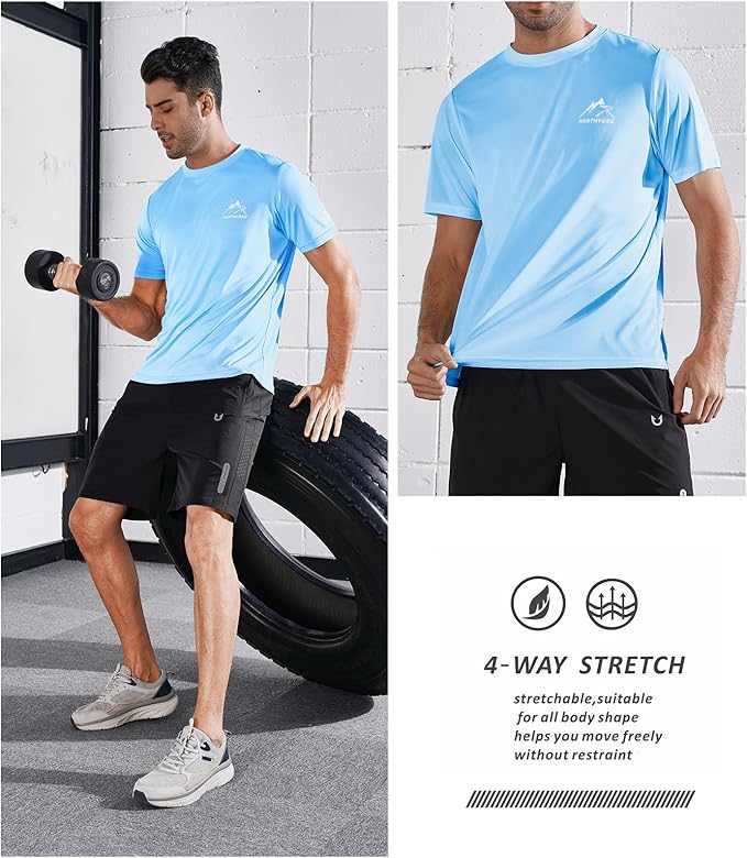NORTHYARD Men's UPF 50+ Sun Protection Shirts Swim SPF UV Quick Dry Short Sleeve T-Shirts for Athletic Fishing Rash Guard-StrideForce Fitness