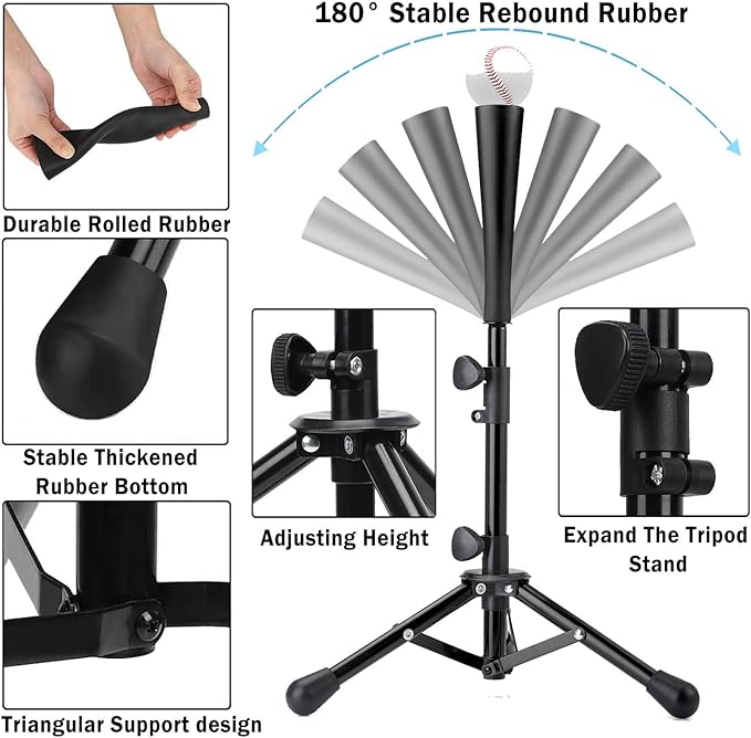 Baseball Tee for Kids,Batting Tee,Softball Tee,tee Stand, Youth Hitting Tee,Teeball Tee,Travel Tee,Easy Adjustable Height 20.5-30.2inch-StrideForce Fitness