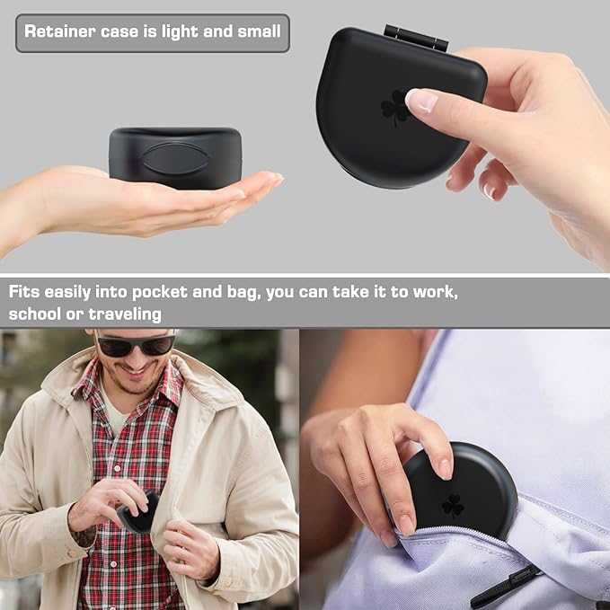 Retainer Case Denture Case: BVN Orthodontic Dental Case, Slim Braces Case, Mouth Guard Case, Denture Box, Teeth Aligner Case, Night Guard Case Container Storage Holder Black