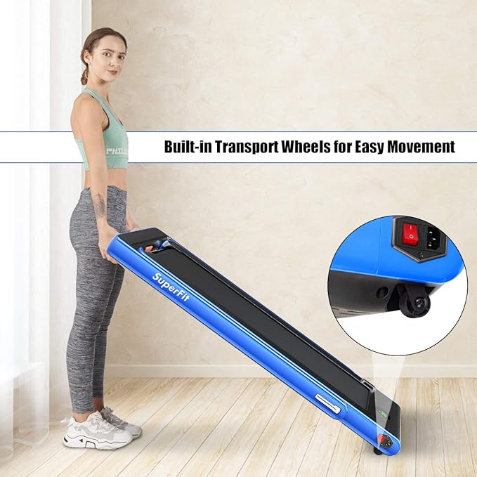 GYMAX Walking Pad, 2.25HP Foldable Treadmill with Smart App & Remote Control, Bluetooth LED Monitor, Small Spaces Compact Running Machine, Folding Portable Under Desk Treadmill for Home Office-StrideForce Fitness