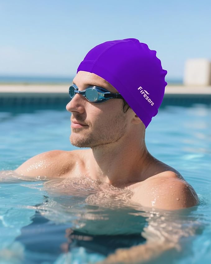 Firesara Fabric Swim Cap, High Elasticity Swimming Cap Keeps Hair Clean Breathable Fit Both Long Hair Short Hair, Swim Caps Woman Girls Men Kids One Size Hat-StrideForce Fitness