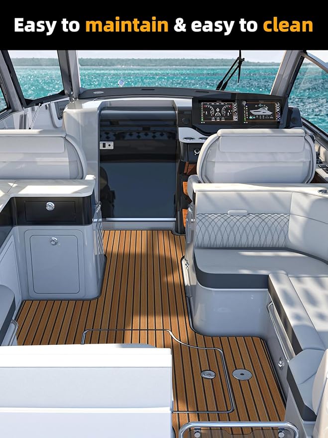 FOCEAN Boat Flooring EVA Foam Boat Decking Faux Teak Marine Flooring Boat Mat Boat Carpet Sheet for Motorboat RV Yacht Kayak Surfboard, 94.5"x 47.2"/35.4"/23.6"/15.7"-StrideForce Fitness