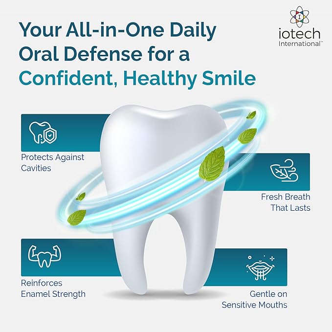 ioRinse AC Anticavity Fluoride Mouthwash - Alcohol-Free Molecular Iodine Mouth Wash Fights Tooth Decay & Protects Enamel - Safe Mint Rinse for Sensitive Mouths - Potent Bad Breath Protection