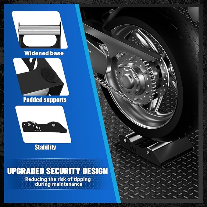 Motorcycle Wheel Cleaning Stand Universal Wheel Roller Stand for Tire Cleaning & Chain Lubrication Heavy Duty Paddock Stand for Street Bike (Motorcycle < 700 LB & Tire Width <260 mm) Black-StrideForce Fitness