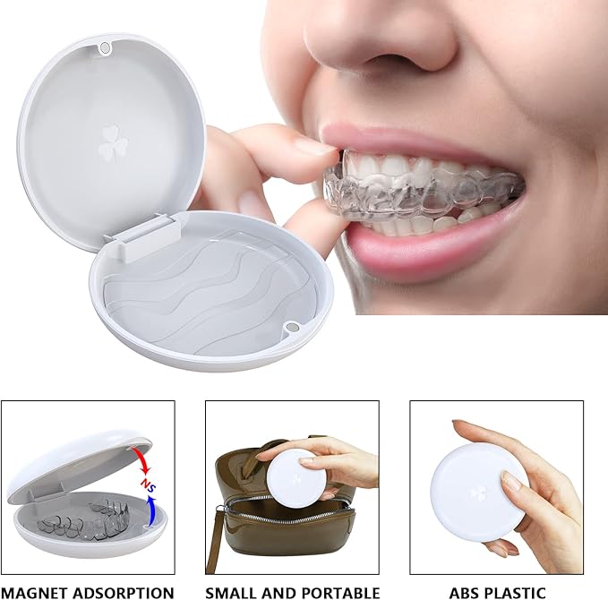 (2 Pack) Retainer Case,Solid Orthodontic Retainer Case-White