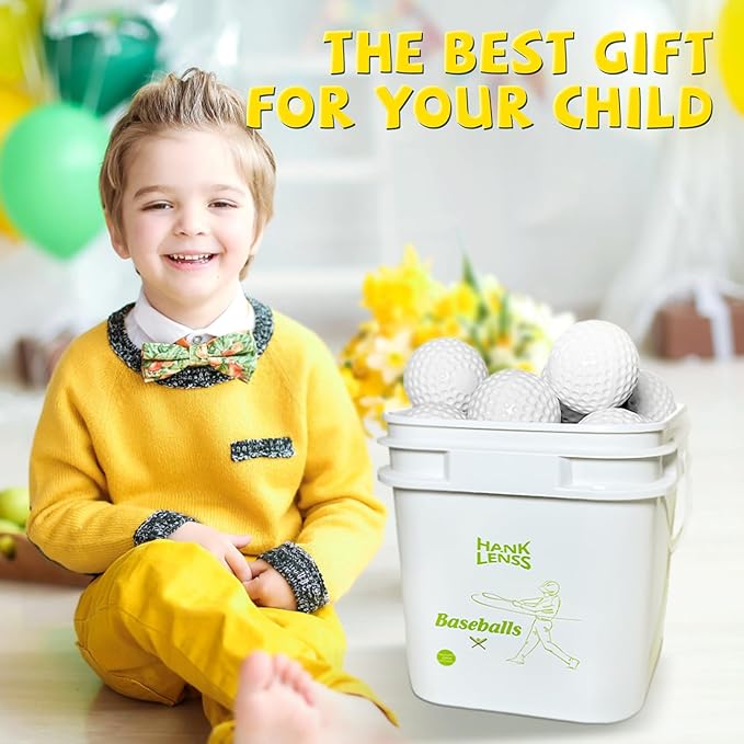 24 Pack Bucket of Dimpled Baseballs for Pitching Machine - Practice Balls for Hitting and Fielding, Rubber Baseballs for Hand-Eye Coordination-StrideForce Fitness