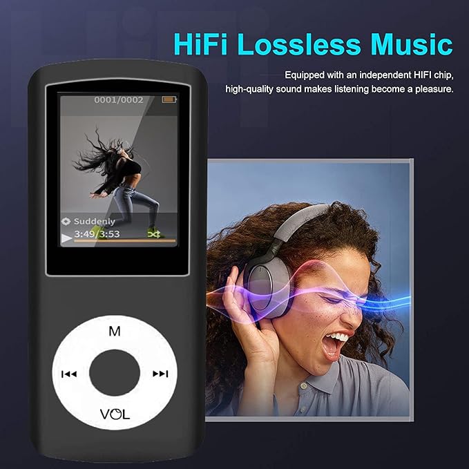 MP3 Player / MP4 Player, Hotechs MP3 Music Player with 64GB Memory SD Card Slim Classic Digital LCD 1.82'' Screen Mini USB Port with FM Radio, Voice Record (Black)-StrideForce Fitness