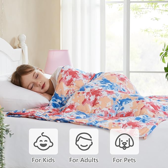 L'AGRATY Weighted Blanket - 40"x60" 7lbs Cooling Breathable Weighted Blanket Microfiber Material with Glass Beads-StrideForce Fitness