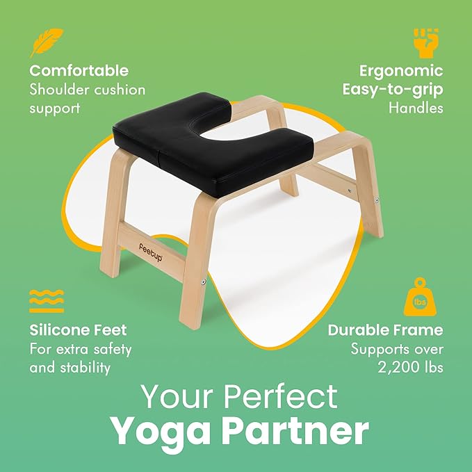 FeetUp - The Original Yoga Headstand Bench, Vegan Handstand Trainer Bench and Stand, Strength Training Inversion Equipment for Relaxation and Strength, Includes App & Starter Kit, #1 Worldwide-StrideForce Fitness