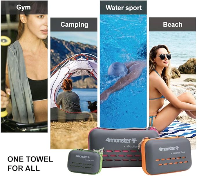 4Monster Camping Towels Super Absorbent, Fast Drying Microfiber Travel Towel, Quick Dry Ultra Soft Compact Gym Towel for Swimming Beach Hiking Yoga Travel Sports Backpack (59.00" x 30.00", Orange)-StrideForce Fitness