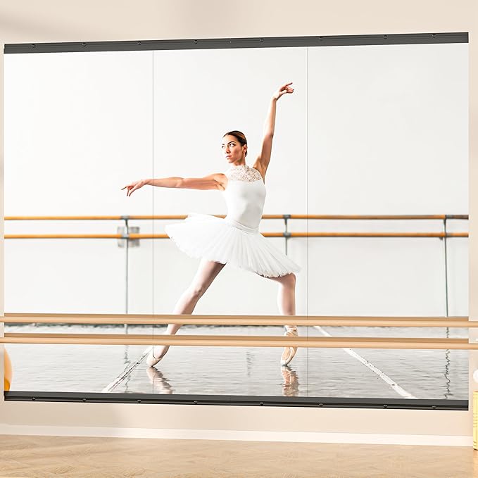 Hasipu 83''x39'' Home Gym Mirror Large Full Length Wall Mounted Full Body Mirror for Yoga Dance Fitness Exercise Studio Bedroom Garage, Frameless Tempered Glass Workout Mirrors Black Rectangular-StrideForce Fitness