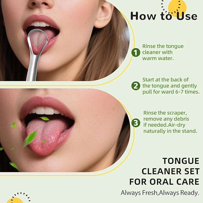 Tongue Scraper for Adults with 2 Ceramic Holder and 2 Travel Case – 2 Pack Stainless Steel Tongue Scraper for Tongue Cleaning and Reducing Bad Breath, Tongue Cleaner