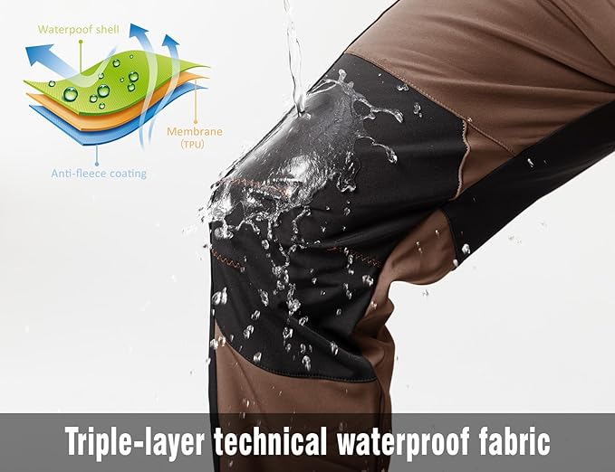 Rdruko Men's Snow Ski Pants Waterproof Insulated Winter Outdoor Snowboard Hiking Fleece Pants with Belt-StrideForce Fitness