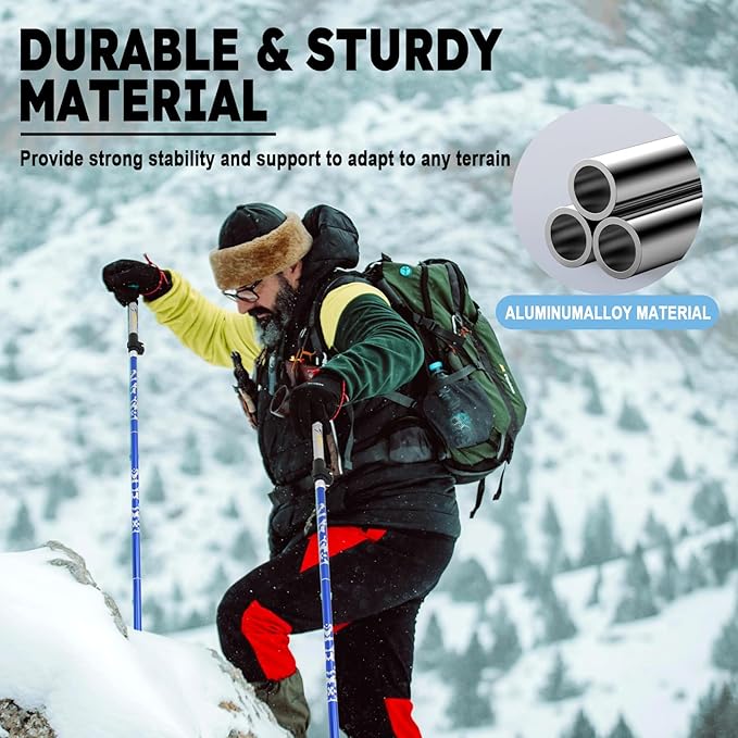 Trekking Poles Lightweight Collapsible Hiking Poles Folding Aluminum Walking Sticks 2 Pack Walking Sticks for Hiking-StrideForce Fitness