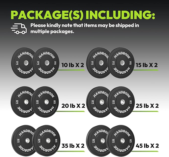 Bumper Plates 2 - Inch Olympic Weight Plate Set for Barbell, 10-55 lb Rubber Weights Sets for Home Gym, Strength Training Plate, Weight Lifting, Black-StrideForce Fitness