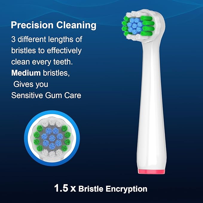 8 Count Precision Refills Replacement Heads Compatible with Oral B Braun for Sensitive Care, Brush Heads Compatible with Oral B Pro 1000/500/Genius x Electric Toothbrush Heads (White)