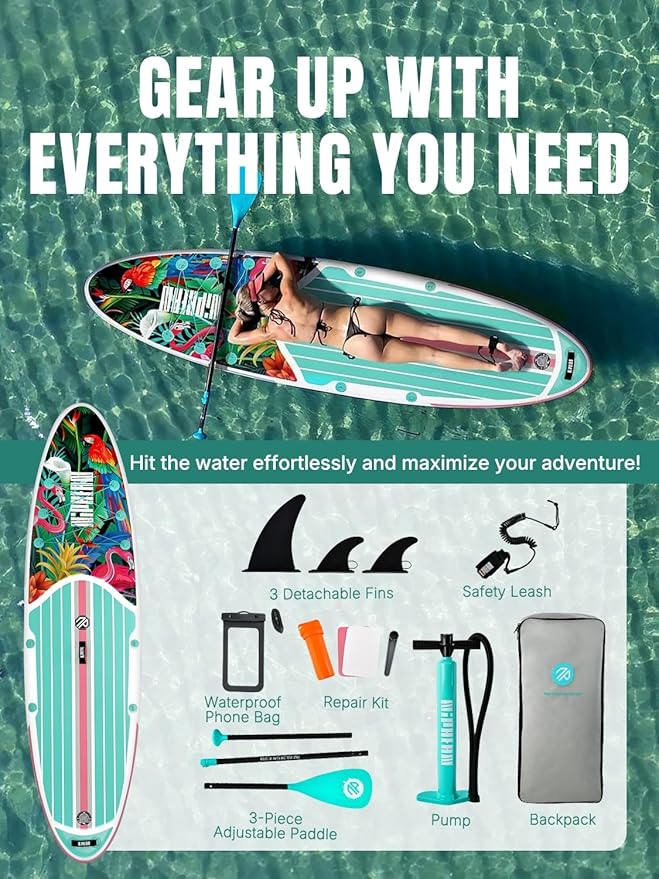 Niphean Inflatable Stand Up Paddle Board with SUP Accessories, Anti-Slip EVA Deck, 10’6’’ Inflatable Paddle Boards for Adults & Youth of All Skill Levels-StrideForce Fitness