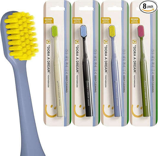 8 PCS Ultra-Soft Adult Toothbrushes for Sensitive Gums, Extra Gentle Manual Toothbrush with Soft Bristles, 4 Colors - Dentist Recommended Teeth Brush for Adults & Family