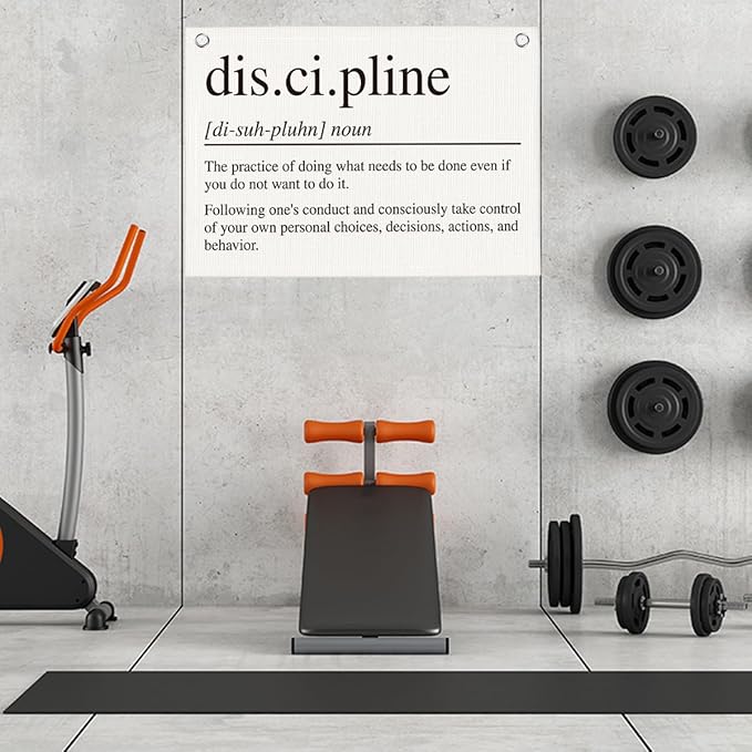 Discipline Gym Motivational Wall Art Banner Dorm Posters Gifts for Guys Men Women Gym Flag Decor for Home Gym Bedroom Workout Room 30x20 Inchs-StrideForce Fitness