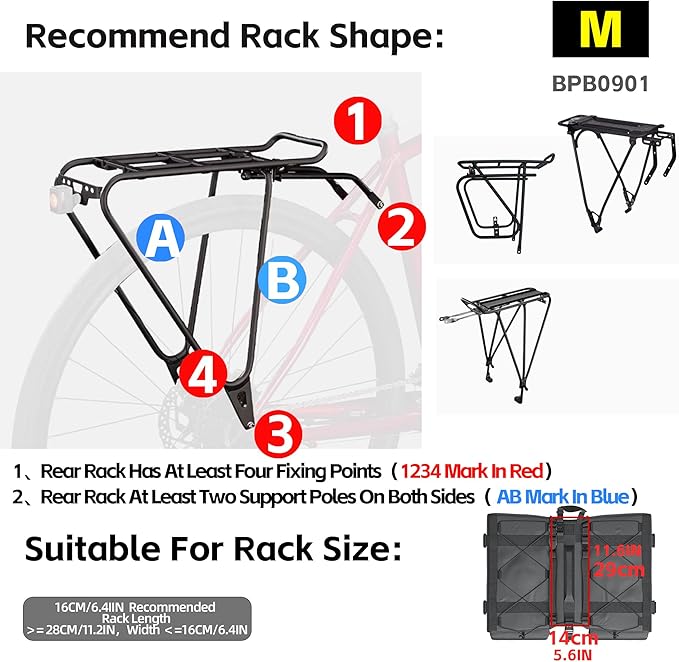 Rhinowalk Bike Pannier Bag for Bicycle Rear Rack Bag 22/40/50L Cycling Saddle Bag Luggage Storage Bag for Long Distance with Rain Cover-StrideForce Fitness
