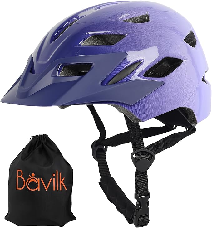 Kids Bike Helmet,Bavilk Kids Boys Girls Bike Helmets with LED Light Detachable Visor Children Youth Teen Multi-Sport for Skating Cycling Scooter Skateboard Adjustable & Lightweight 19.7"-22.4"-StrideForce Fitness