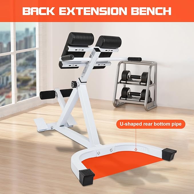 Roman Chair Hyperextension Bench - Adjustable Back Extension Machine for Home Gym, Core & Lower Back Workout, 250lbs Weight Capacity, Heavy Duty Steel Frame-StrideForce Fitness