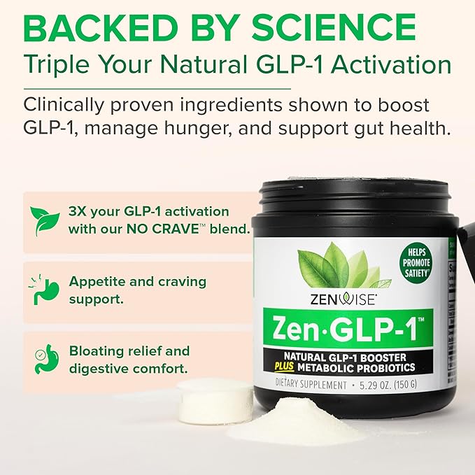 Zenwise Health ZenGLP-1, Natural GLP-1 with Metabolic Probiotics to Help Control Hunger & Cravings and Support Digestive Health - GLP-1 Supplement Support for Women & Men - 15-Day Serving-StrideForce Fitness