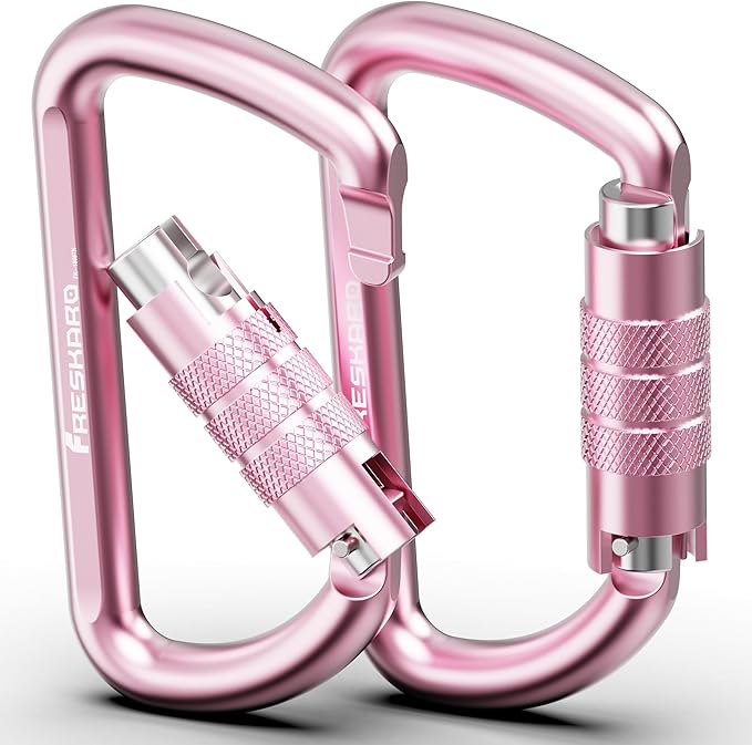 FresKaro 3inch 12kN-2698lbs Auto Locking Carabiner Clips, Solid D Shape, Heavy Duty 7075 Aluminum, Lightweight 1.09oz, Rust Proof, for Hammock, Hiking, Dog Leash, Keychain etc., Multi-Colors-StrideForce Fitness