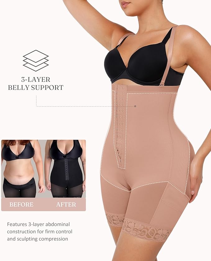 FeelinGirl Faja Body Shaper Tummy Control Shapewear for Women Butt Lifter Post Surgery Fajas Postparto Para Mujer-StrideForce Fitness