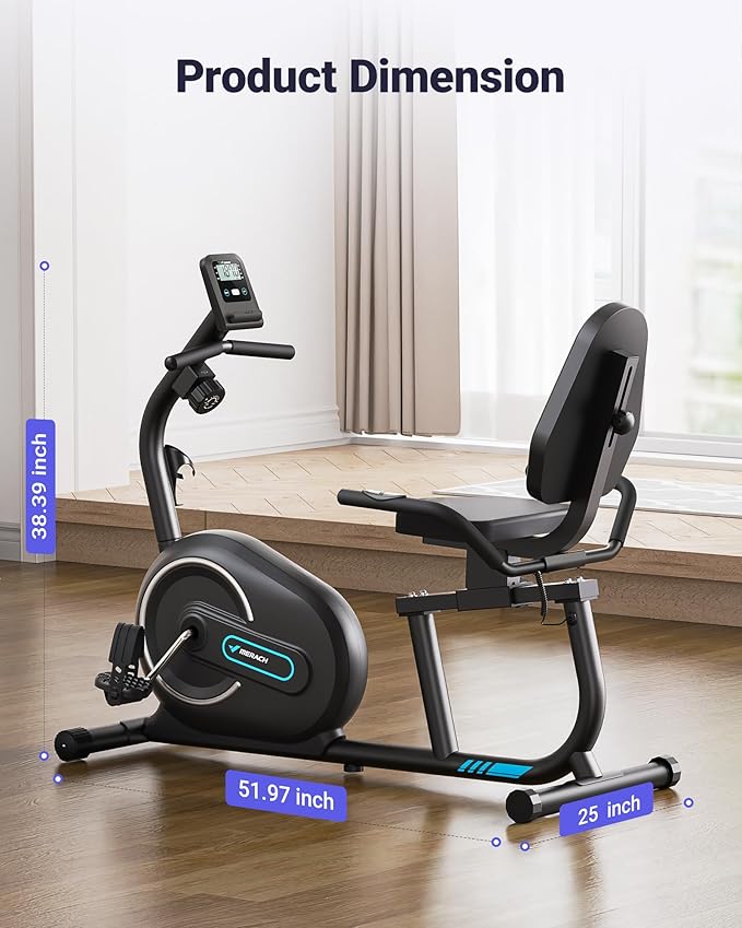 MERACH Recumbent Exercise Bike for Home with Smart Bluetooth and Exclusive App Connectivity, LCD, Heart Rate Handle, Magnetic Recumbent Bikes S08/S23-StrideForce Fitness