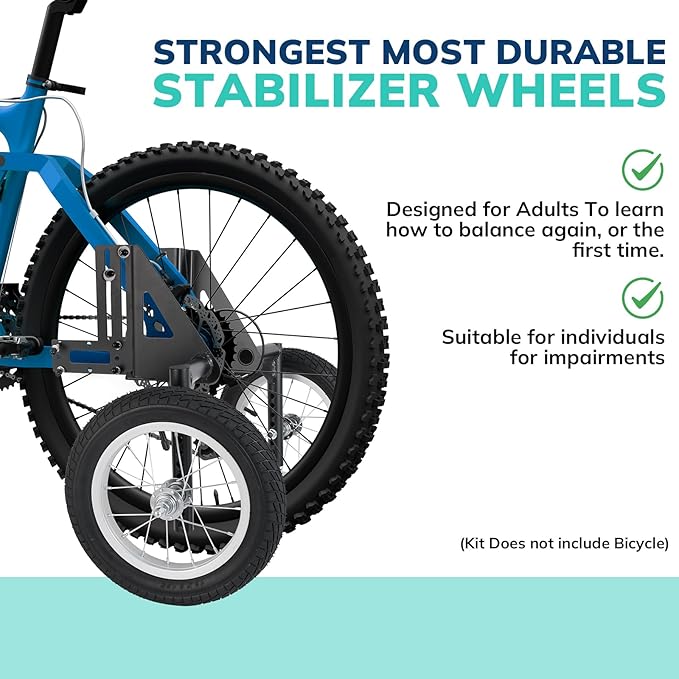 Moshay Adjustable Adult Bicycle Bike Stabilizers Training Wheels Fits 24" to 29" - Quality Heavy Duty-StrideForce Fitness