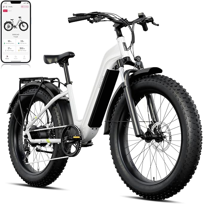 SISIGAD Electric Bike for Adults, 1500w | 50Miles | 32Mph Electric Mountain Bike - 48V 15Ah Removable Built-in Battery, 26" Fat Tire Dirt Ebike - 7Speed Shock Absorber E-MTB UL2849 Tested for Commute-StrideForce Fitness
