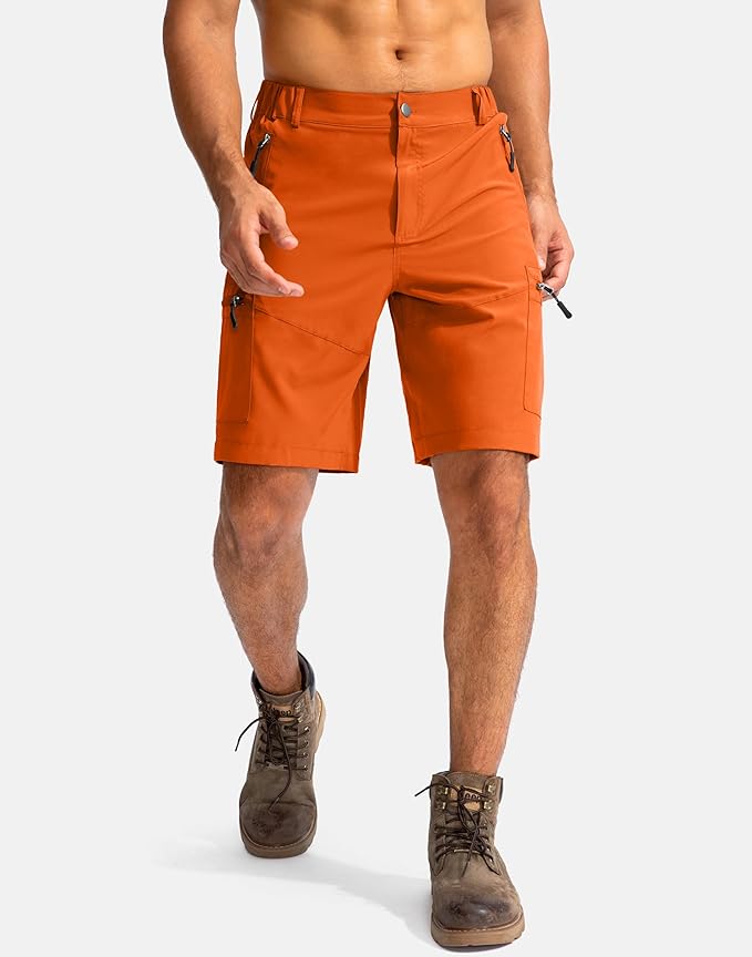 Pudolla Men's Hiking Cargo Shorts 9" Lightweight Outdoor Work Shorts for Men Travel Golf Camping Casual with 5 Zipper Pockets-StrideForce Fitness